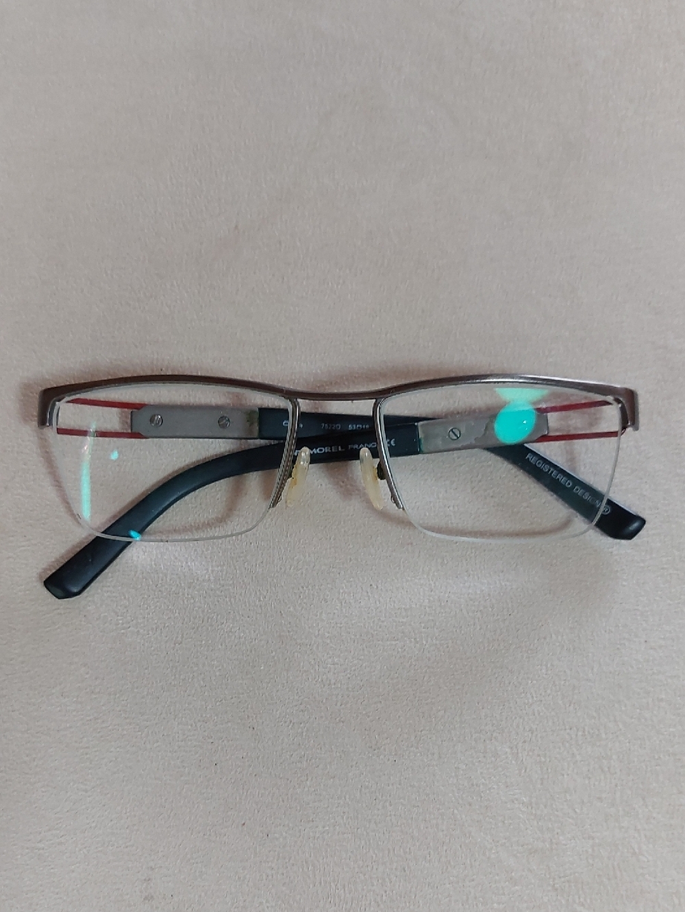 Men's Semi-Rimless Eyeglasses in Silver and Black